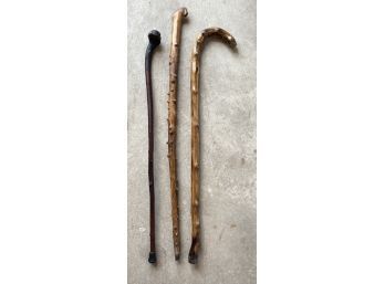 3 Vintage Wooden Walking Stick Canes