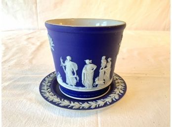 Vintage Dark Cobalt Blue Wedgwood Vase With Underliner Classic Design
