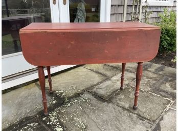 Wonderful Antique New England Sheridan Table In Original Red Paint