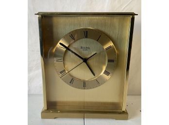 Brass Bulova Quartz Mantle/ Table Clock