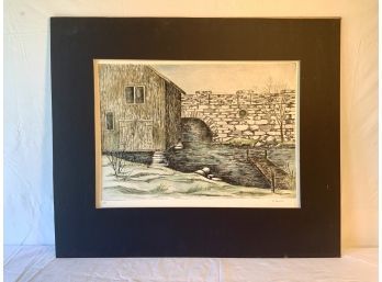 Hand Colored Etching Of Clinton River By Barbara Dahlin 1970 A/P