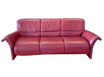 Ekornes Red Leather Stressless Sofa