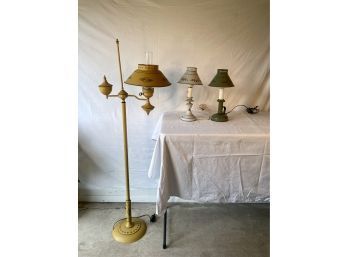 3 Vintage Toleware Lamps