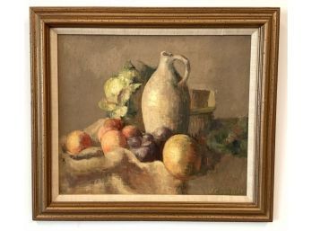 O.O.B.Impressionist Style Still Life Grouping Of Fruit, Vegetables With Jug