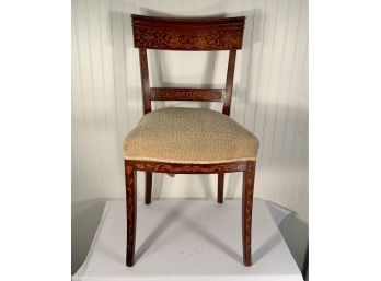 Antique Dutch Marquetry Side Chair Exotic Wood  Inlay Overall  1870s
