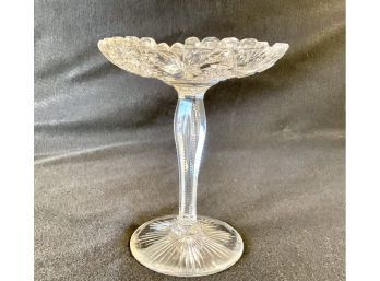 Libbey  Signed Cut Glass Pedestal Candy Dish, Measurements 6 Wide X 7 High