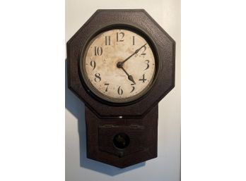 Antique Seth Thomas Miniature Oak Schoolhouse Clock