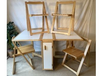 Drop Leaf Gate Leg Dining Table With Nesting Chairs