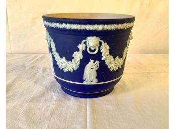 Vintage Wedgwood Dark Cobalt Blue Jasperware Cashe Pot