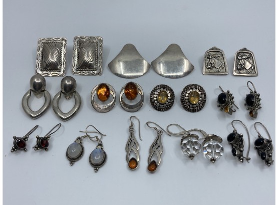 Lot Of Vintage Sterling Silver Pierced Earrings