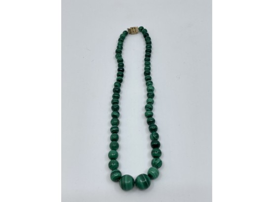 Vintage Malachite Graduated Beaded Necklace