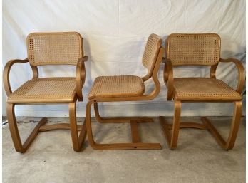 Set Of 3 Mid-century Bentwood Cesca Style Dining Chairs
