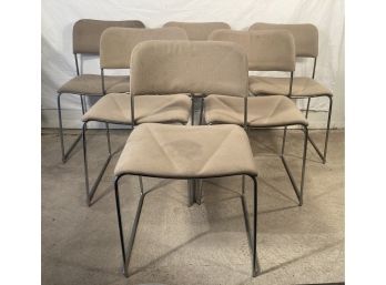 Set Of 6 Mid-century Stacking Office Chairs