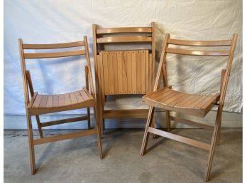 Mid-Century Slatted Folding Dining Chairs