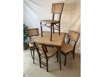 Stakmore MCM Folding Dining / Card Table And 4 Chair Set