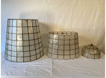 Lot Of 3 Vintage Capriz Shell Lamp Shades