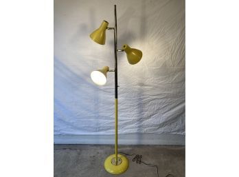 Retro Yellow And Brass Metal Floor Lamp