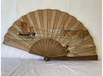 Antique Hand Painted Silk Fan