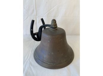Vintage Brass Bell With Horseshoe Shape Mount