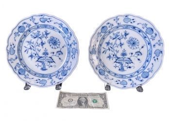 Pair Antique Meissen Blue Onion Plates Carl Teichert Germany