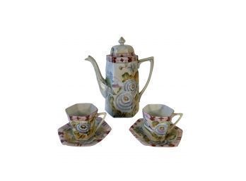 3 Pc. Antique Nippon Te-Oh Hand Painted Tea Or Chocolate Set
