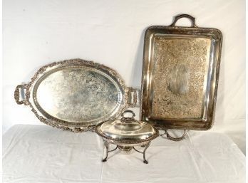 Lot Of Vintage Victorian Style Silver Plated Serving Pieces