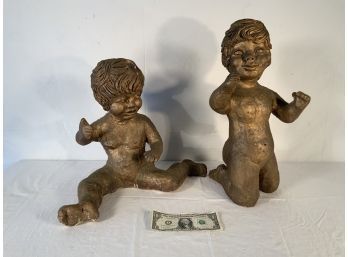 2 Pottery Baby Sculptures 1950s