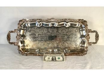 Unusual Size Vintage Silver Plated Serving Tray