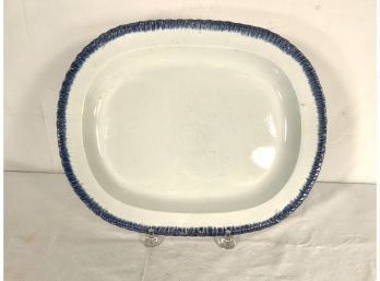 Antique Leeds Pearlware Blue Feather Edge Oval Serving Platter (A )