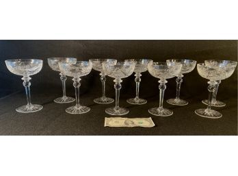 Set Of 10 Rogaska Elegant, Heavy Brilliant Cut Glass Large Martini Glasses