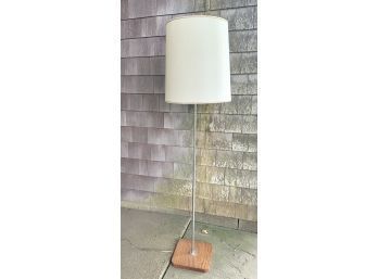 Mid Century Modern Chrome And Wood Floor Lamp