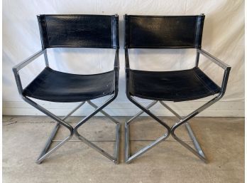 Pair Robert Kjer Jakobsen Chrome Director Chairs