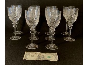 Set Of 10 Rogaska Elegant, Heavy Brilliant Cut Glass Large White Wine Glasses