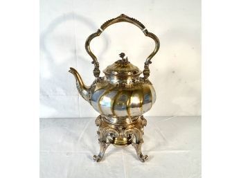 Antique Baroque  Sheffield Silver Plate Tip Kettle