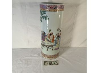 Vintage Chinese Porcelain Umbrella Painted Figures And Poems