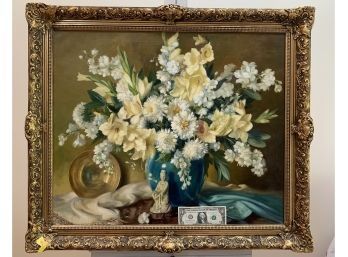 Signed M. Gernand Vintage  Oil On Canvas Floral Still Life Listed Artist.