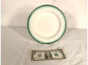 Antique Leeds Pearlware Green Feather Edge Dinner Plate  Signed