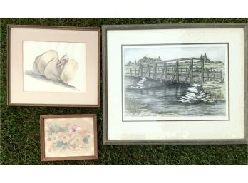 3 Pieces Of Signed Artwork  Connecticut Artists