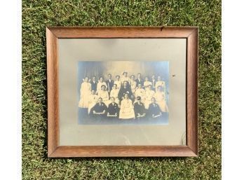 Antique Silver Gelatin Class  Photograph In Oak Arts & Crafts Frame