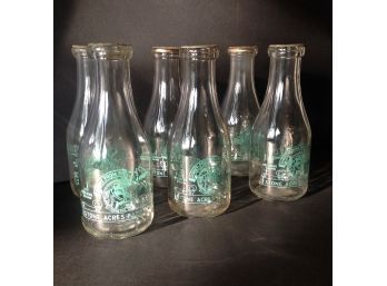 6 Rare Stonington Vintage Milk Bottles With Caps