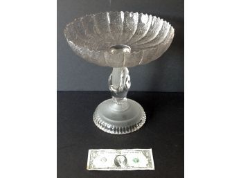 Original Large Early American Press Glass Compote With Hand Hold Base. Circa 1890- 1900