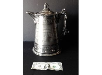Antique American Silver Plated Ice Water Pitcher Circa 1880