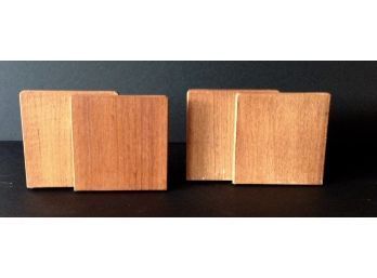 4 Knoll Mid Century Teak And Metal Bookends