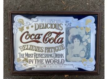 Large Old Coca Cola Advertising Wall Mirror
