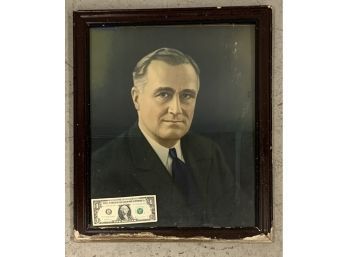 Vintage Color Lithograph Of FDR Franklin Delano Roosevelt
