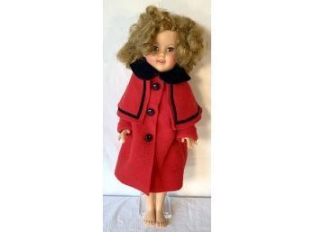 Vintage Ideal Shirley Temple Doll With A Red Felt Coat
