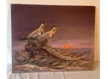 Looking To The Summer Sunset.  Oil Painting On Canvas Signed By B. Dahlin