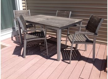 Teak & Aluminium Outdoor Patio Set Table And  4 Chairs