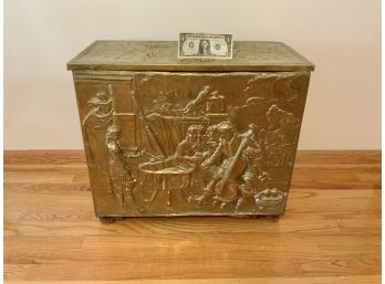 Antique Brass And Wood Victorian Box Signed A. Akers