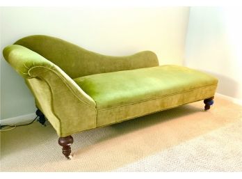 Antique American Empire Fainting Couch With Chartreuse Velvet Upholstery